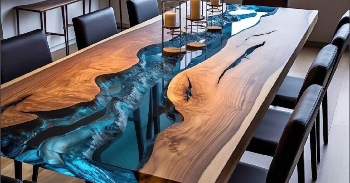 Table de Réception en Bois et Résine Époxy : L'Alliance du Luxe et du Sur-Mesure - miniature 3