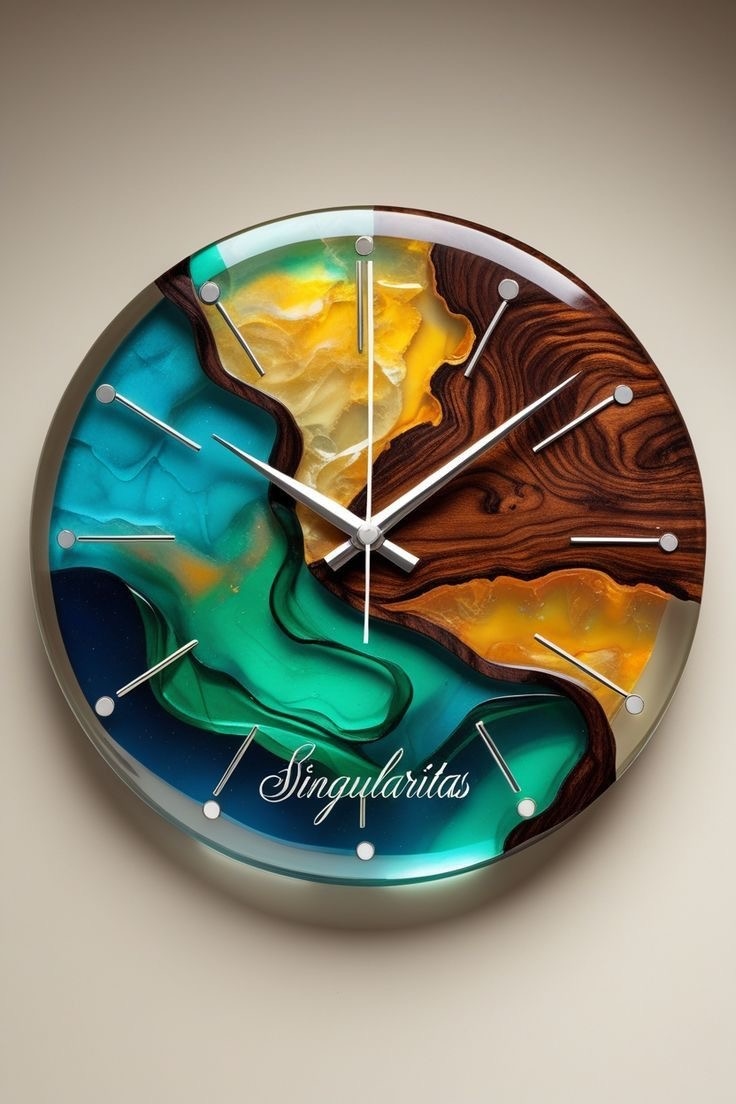 Horloge Murale Artisanale en Résine Époxy : Le Temps Sublimé en Œuvre d'Art - miniature 4