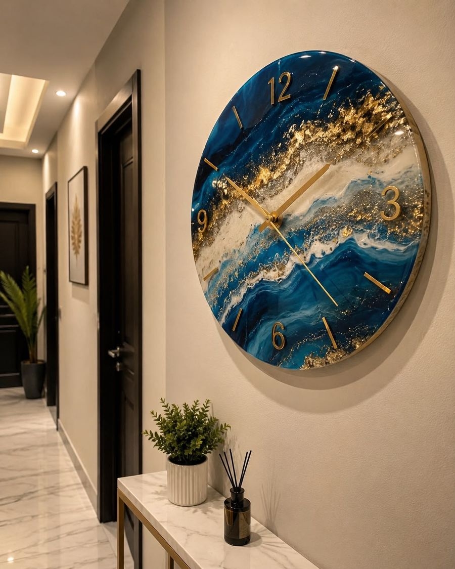 Horloge Murale Artisanale en Résine Époxy : Le Temps Sublimé en Œuvre d'Art - miniature 7